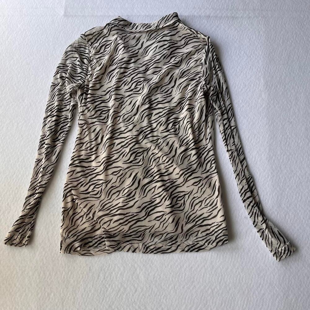 Y2K Zebra Mesh Ruched Button Down - Picture 5 of 6